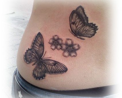 Butterfly Tattoo Design On Abdomen